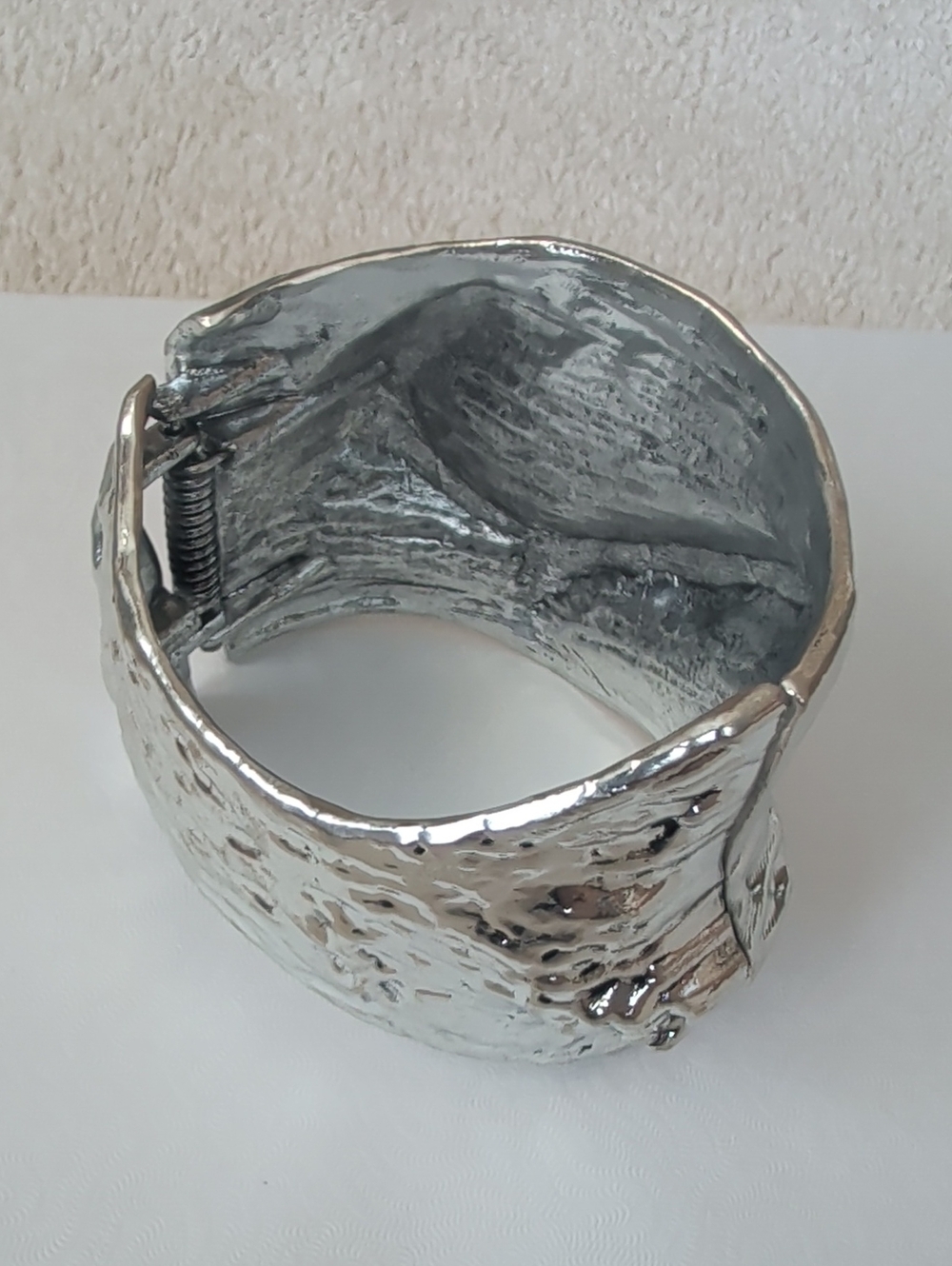 Hammered Liquid-Metal Hinged Bracelet